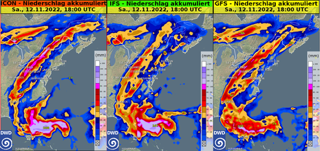 Von Florida über Georgia bis nach Ostkanada stellenweise 50 bis 100 l/qm, lokal auch mehr. (Quelle DWD)