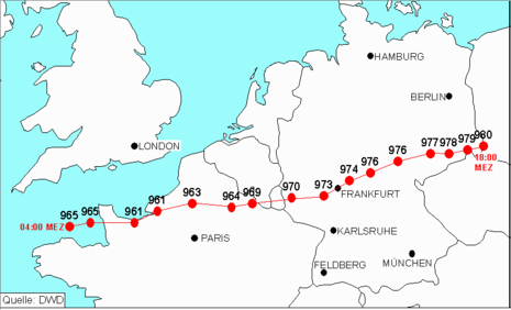 Zugbahn des Orkanes 