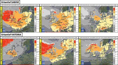 Vergleich der Stürme Sabine und Viktoria im Feb. 2020. (Quelle VBZ-DWD)