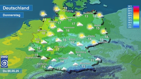Abb 3: Wetter und Temperatur (DWD) (Quelle DWD - Deutscher Wetterdient)