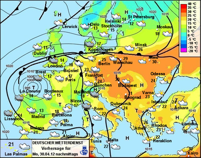 Vorhersage für Montag, 30.04.2012