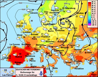 Temperaturen in Europa