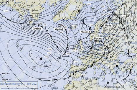 Sturmtiefs mit Namen der Wetterpaten